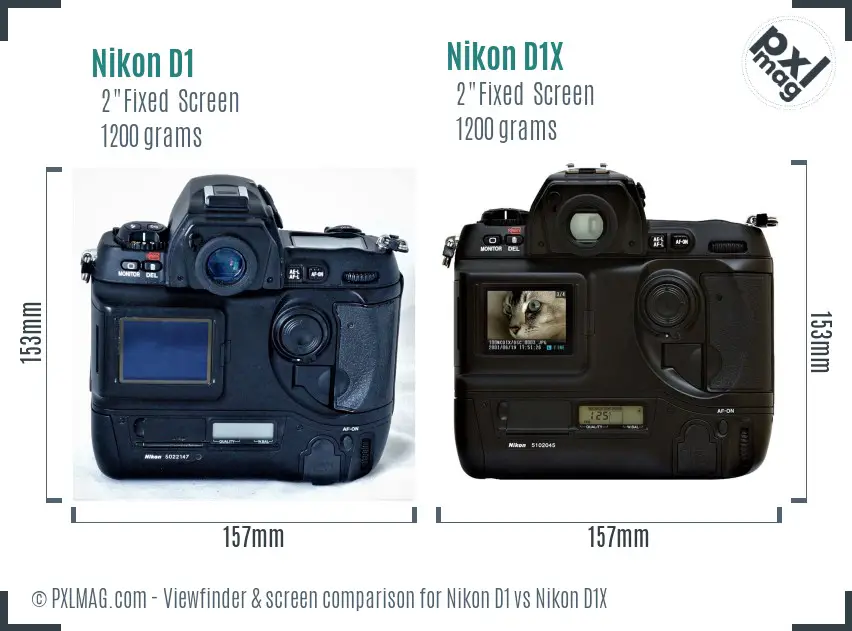 Nikon D1 vs Nikon D1X Screen and Viewfinder comparison
