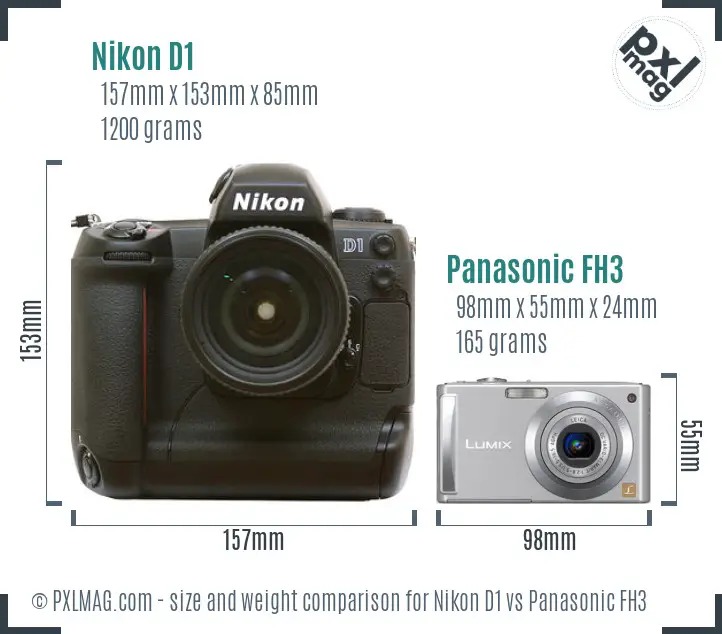Nikon D1 vs Panasonic FH3 size comparison