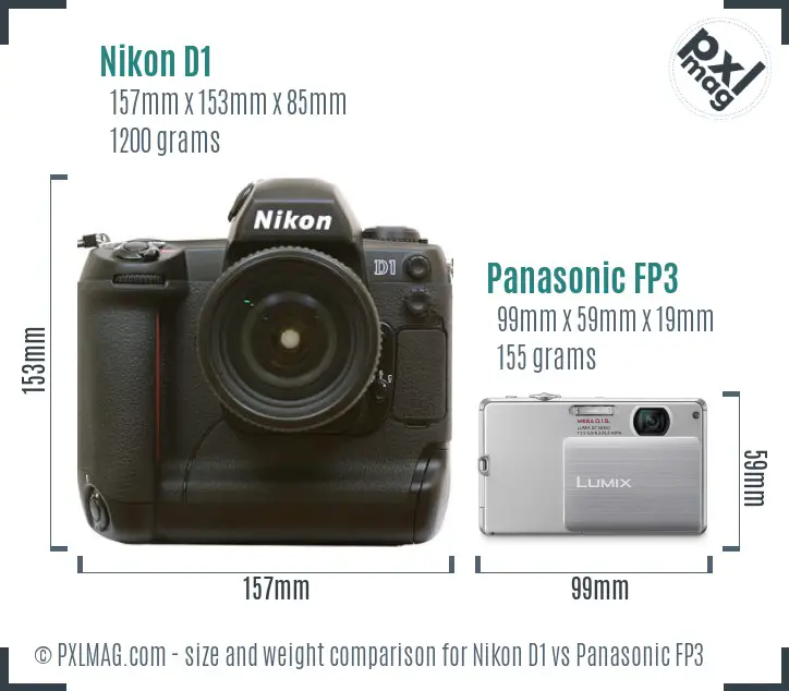 Nikon D1 vs Panasonic FP3 size comparison