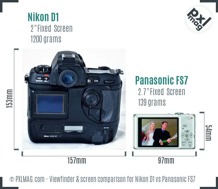 Nikon D1 vs Panasonic FS7 Screen and Viewfinder comparison