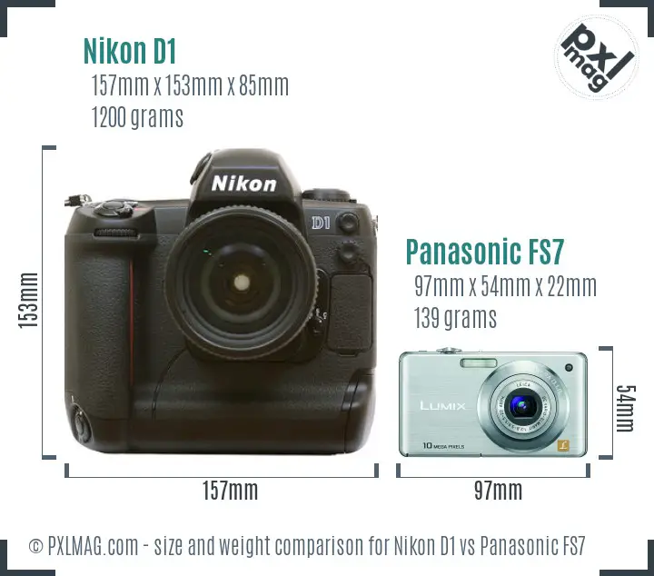 Nikon D1 vs Panasonic FS7 size comparison