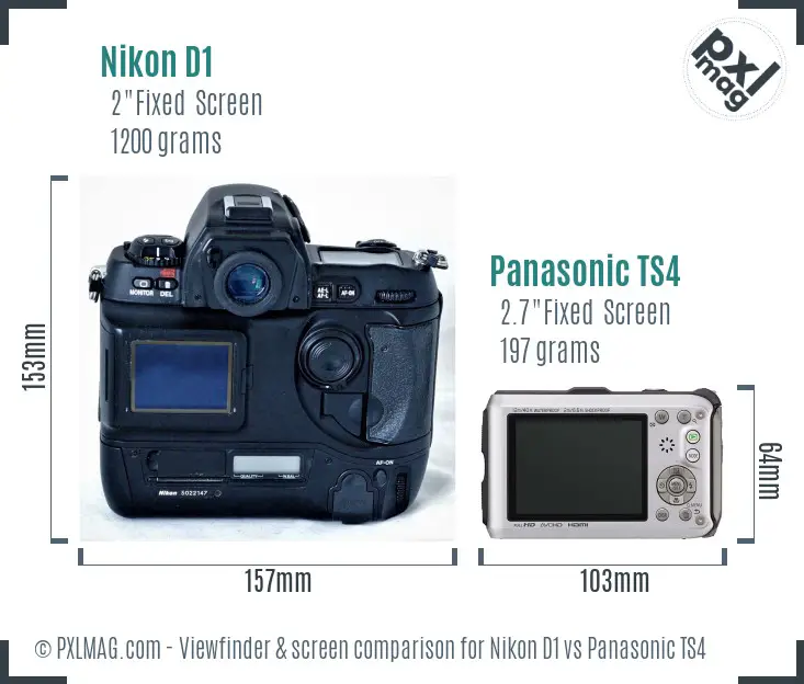 Nikon D1 vs Panasonic TS4 Screen and Viewfinder comparison