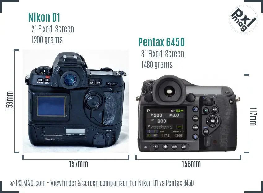 Nikon D1 vs Pentax 645D Screen and Viewfinder comparison