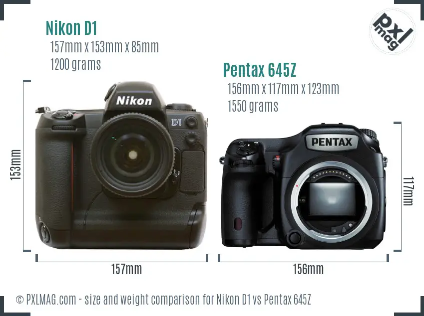 Nikon D1 vs Pentax 645Z size comparison