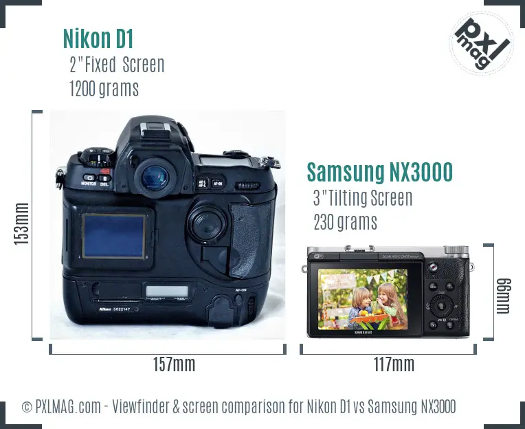 Nikon D1 vs Samsung NX3000 Screen and Viewfinder comparison