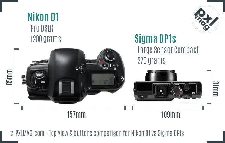 Nikon D1 vs Sigma DP1s top view buttons comparison