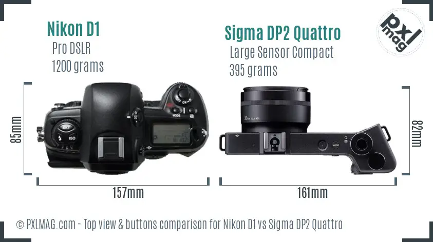 Nikon D1 vs Sigma DP2 Quattro top view buttons comparison