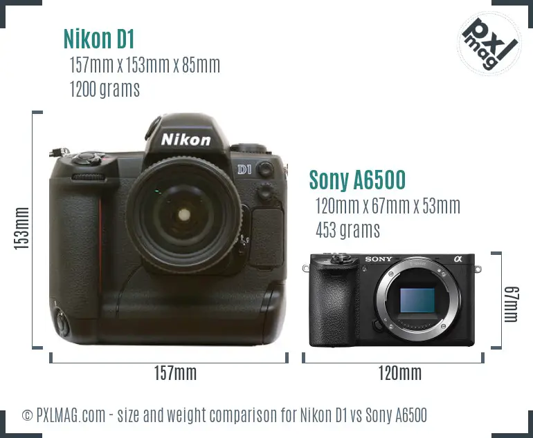 Nikon D1 vs Sony A6500 size comparison