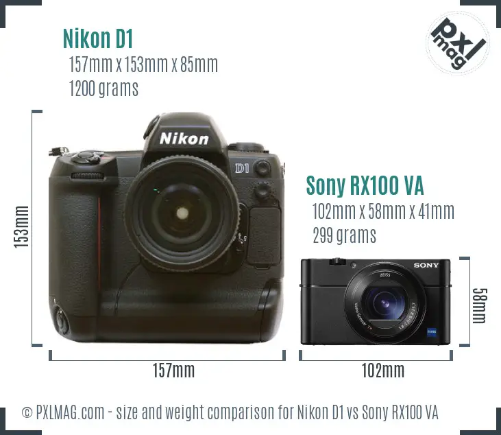 Nikon D1 vs Sony RX100 VA size comparison