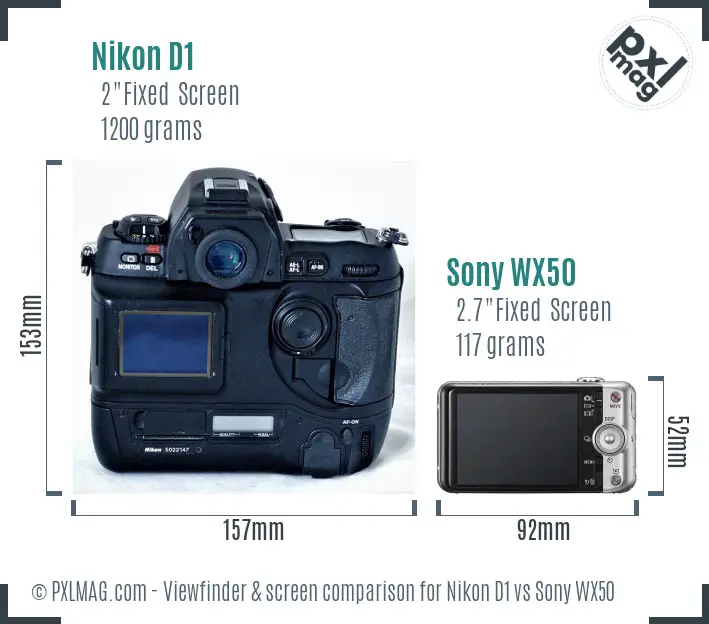 Nikon D1 vs Sony WX50 Screen and Viewfinder comparison