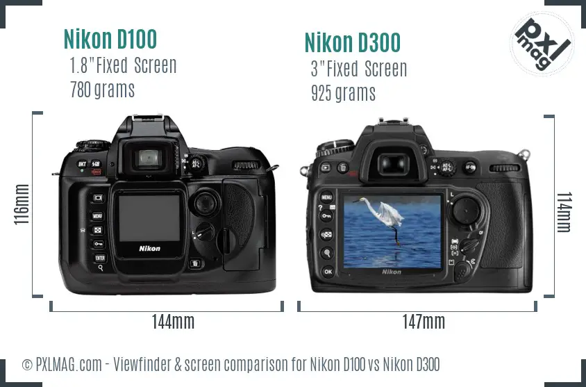 Nikon D100 vs Nikon D300 Screen and Viewfinder comparison