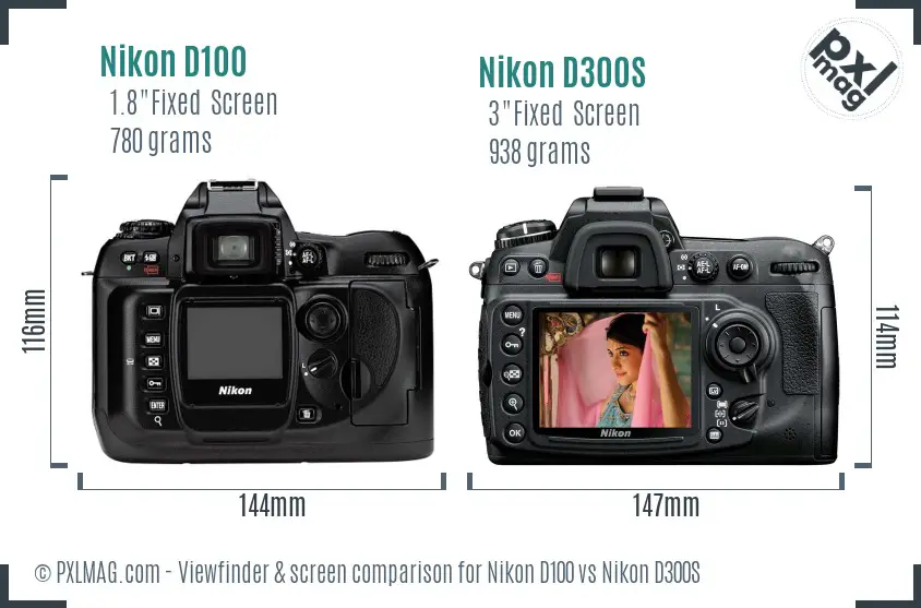 Nikon D100 vs Nikon D300S Screen and Viewfinder comparison