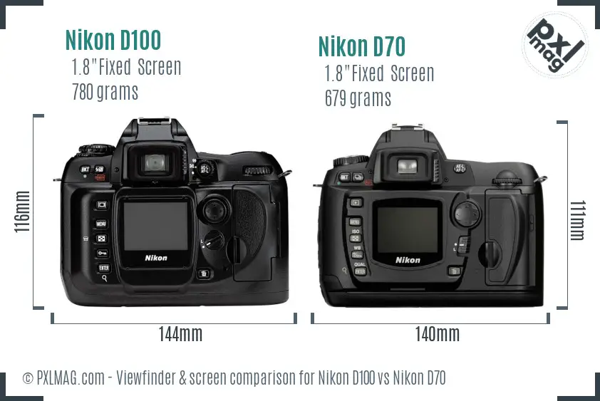 Nikon D100 vs Nikon D70 Screen and Viewfinder comparison