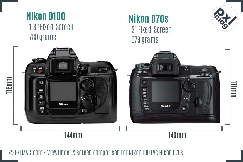 Nikon D100 vs Nikon D70s Screen and Viewfinder comparison