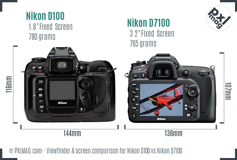 Nikon D100 vs Nikon D7100 Screen and Viewfinder comparison