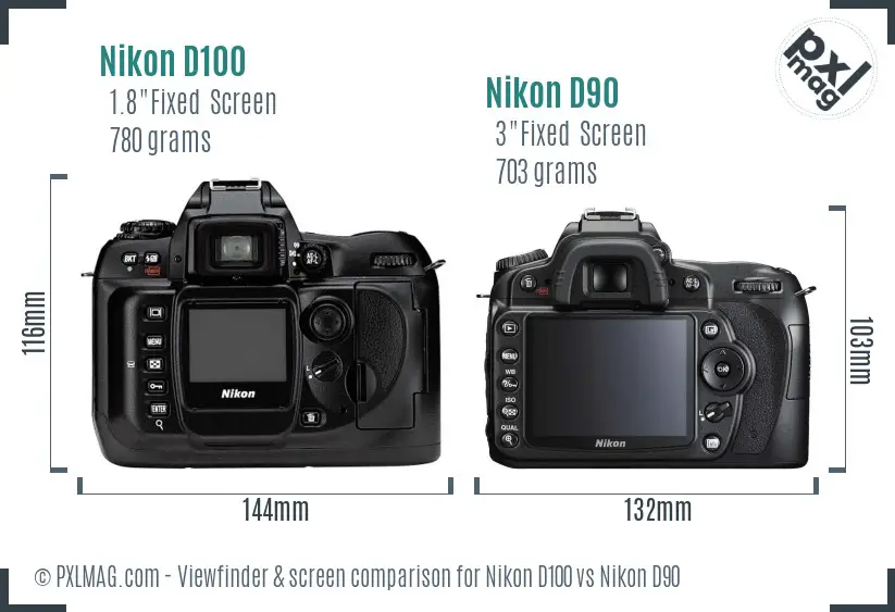 Nikon D100 vs Nikon D90 Screen and Viewfinder comparison
