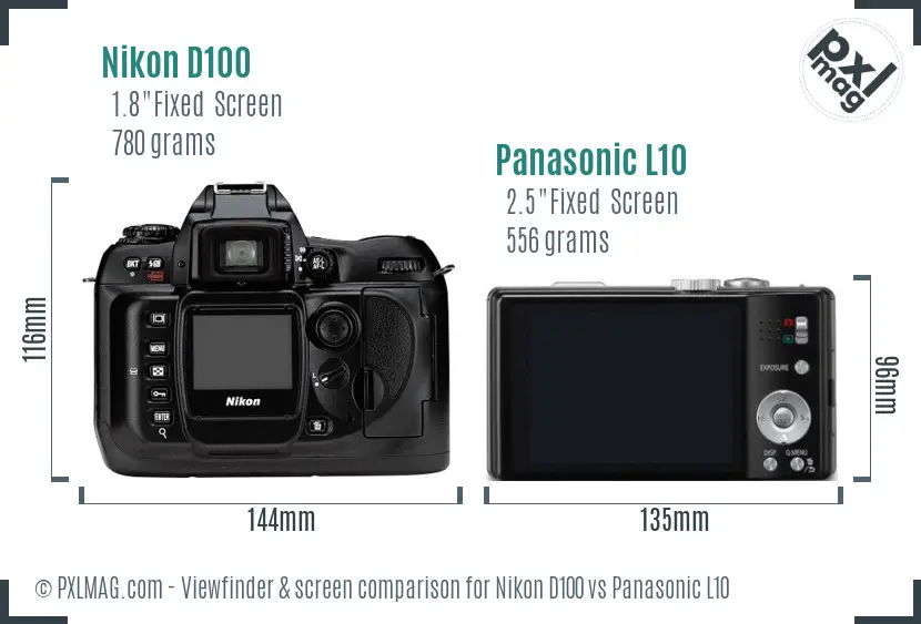 Nikon D100 vs Panasonic L10 Screen and Viewfinder comparison