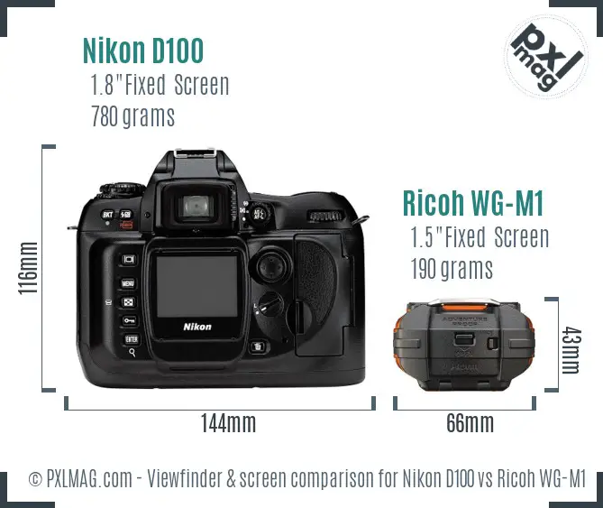 Nikon D100 vs Ricoh WG-M1 Screen and Viewfinder comparison