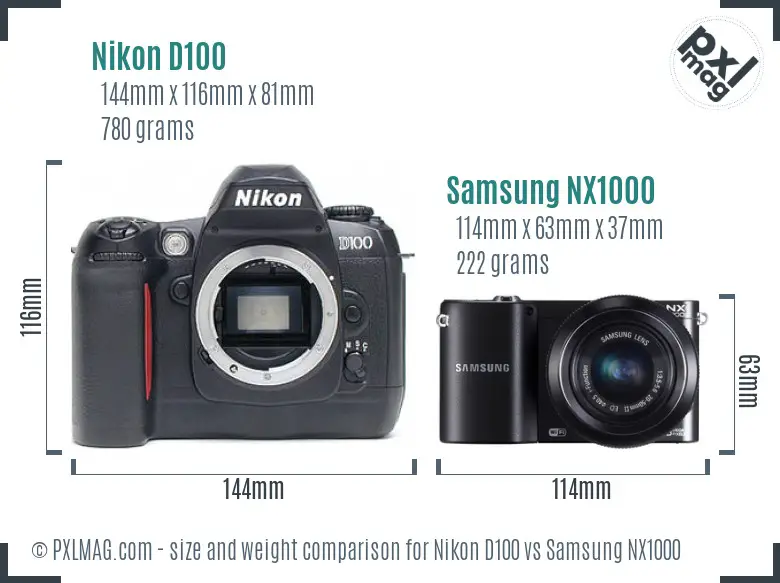 Nikon D100 vs Samsung NX1000 size comparison