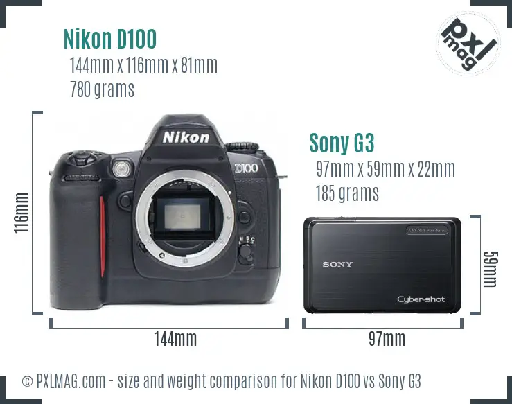 Nikon D100 vs Sony G3 size comparison