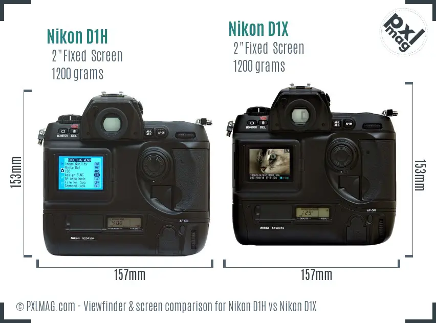 Nikon D1H vs Nikon D1X Screen and Viewfinder comparison