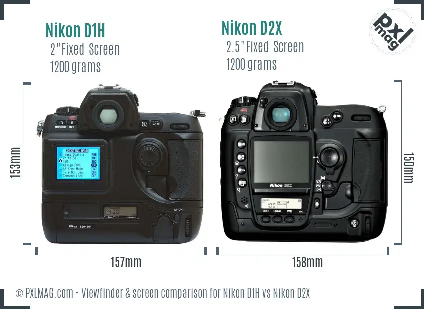 Nikon D1H vs Nikon D2X Screen and Viewfinder comparison