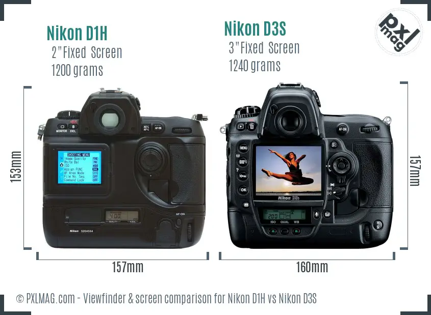 Nikon D1H vs Nikon D3S Screen and Viewfinder comparison