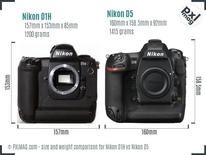 Nikon D1H vs Nikon D5 size comparison
