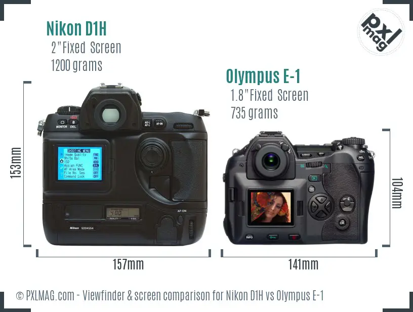 Nikon D1H vs Olympus E-1 Screen and Viewfinder comparison