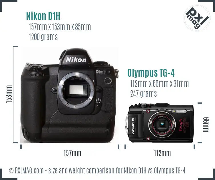 Nikon D1H vs Olympus TG-4 size comparison
