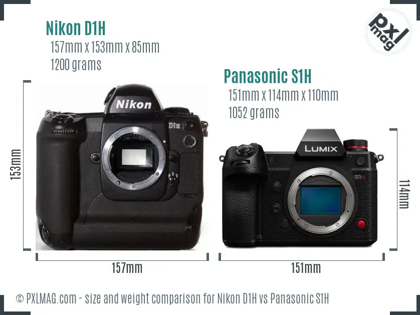 Nikon D1H vs Panasonic S1H size comparison