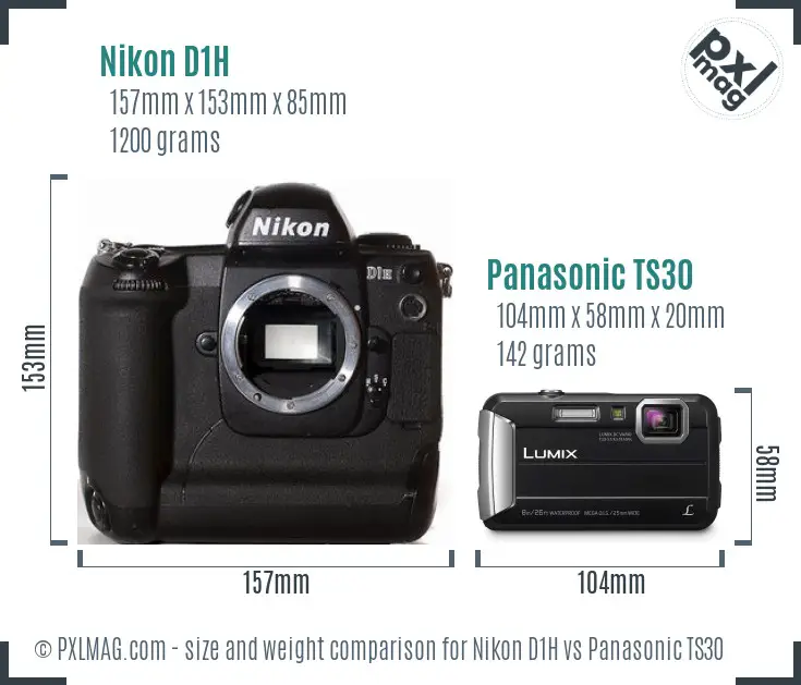 Nikon D1H vs Panasonic TS30 size comparison
