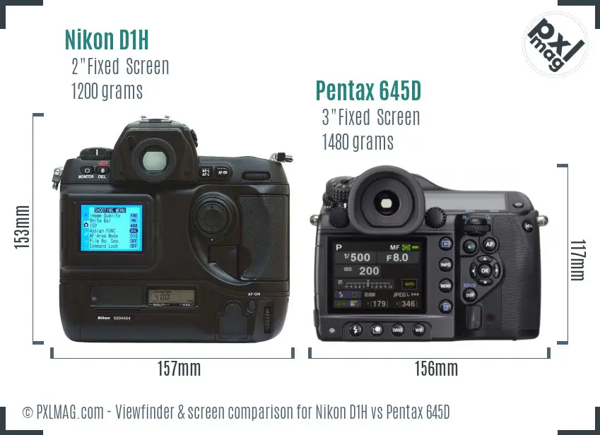 Nikon D1H vs Pentax 645D Screen and Viewfinder comparison