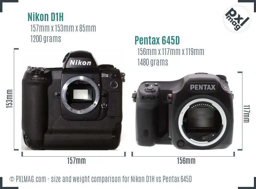 Nikon D1H vs Pentax 645D size comparison