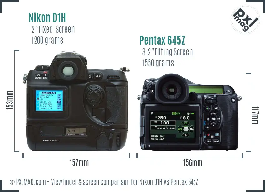 Nikon D1H vs Pentax 645Z Screen and Viewfinder comparison