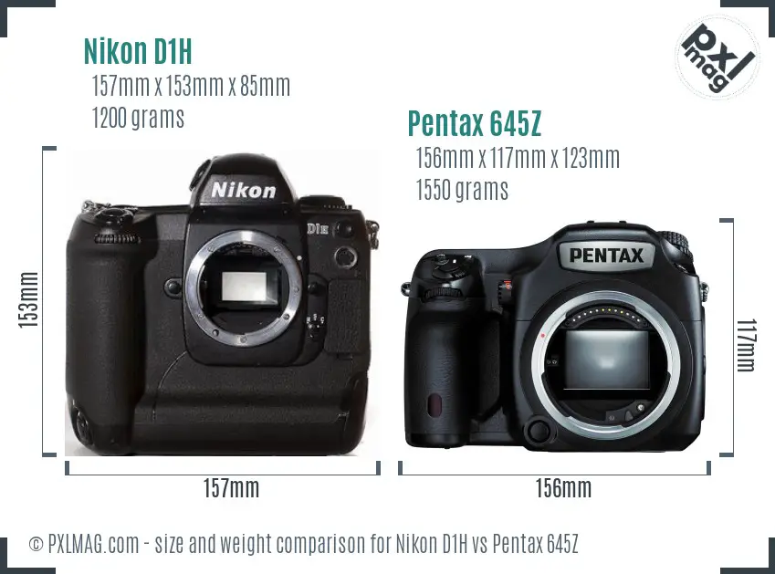 Nikon D1H vs Pentax 645Z size comparison