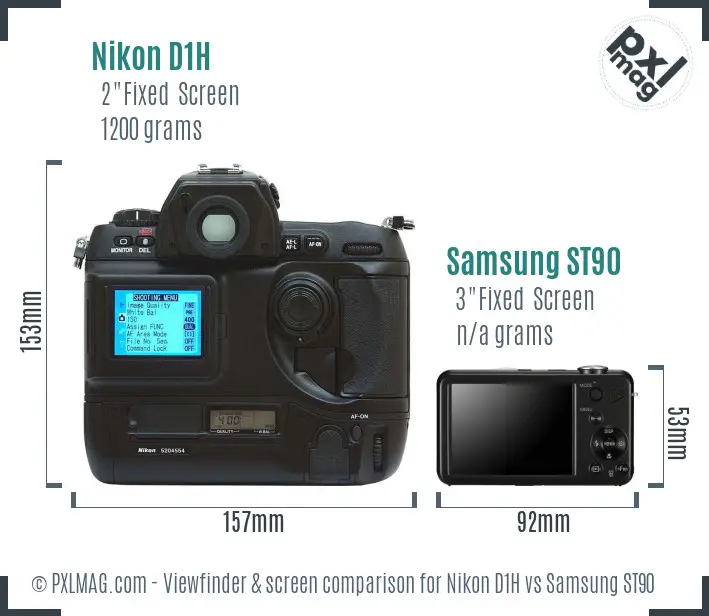 Nikon D1H vs Samsung ST90 Screen and Viewfinder comparison