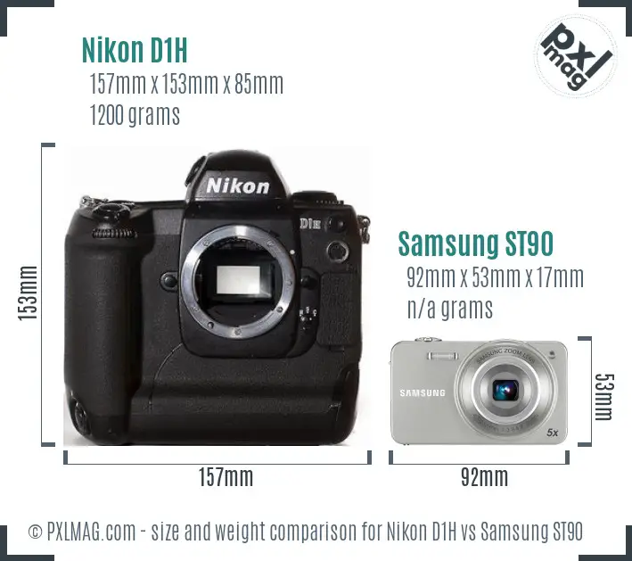 Nikon D1H vs Samsung ST90 size comparison