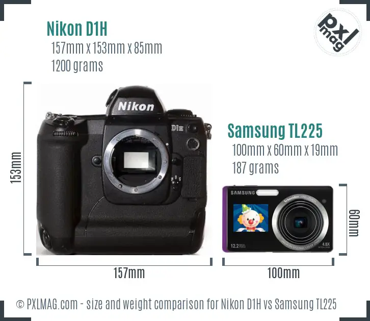 Nikon D1H vs Samsung TL225 size comparison