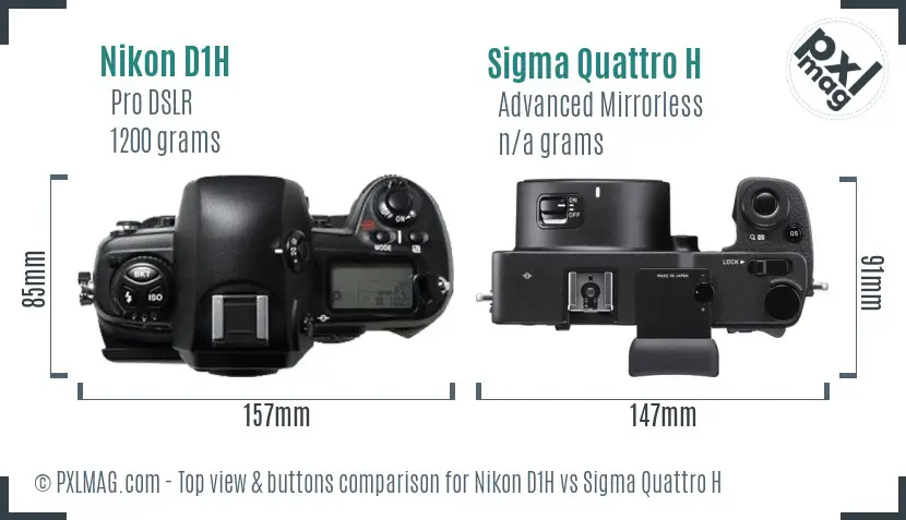 Nikon D1H vs Sigma Quattro H top view buttons comparison
