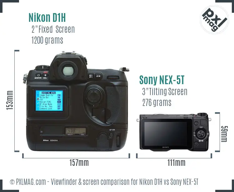 Nikon D1H vs Sony NEX-5T Screen and Viewfinder comparison