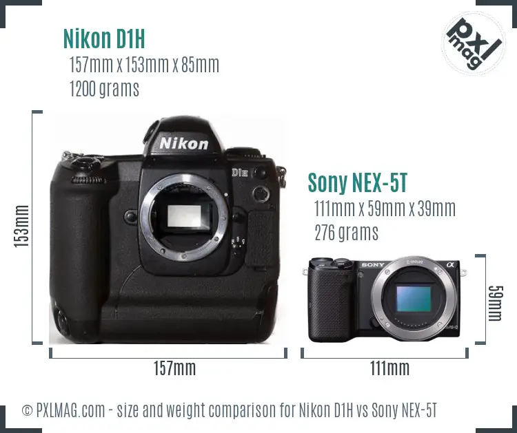 Nikon D1H vs Sony NEX-5T size comparison