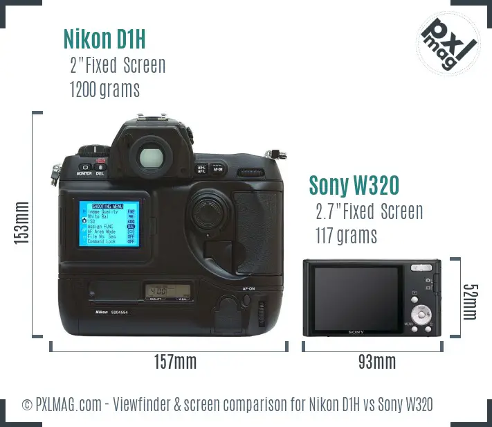 Nikon D1H vs Sony W320 Screen and Viewfinder comparison