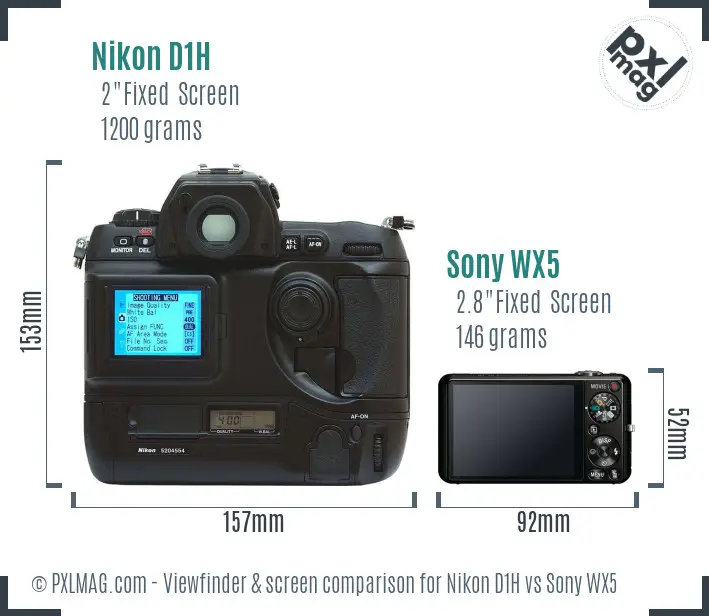 Nikon D1H vs Sony WX5 Screen and Viewfinder comparison
