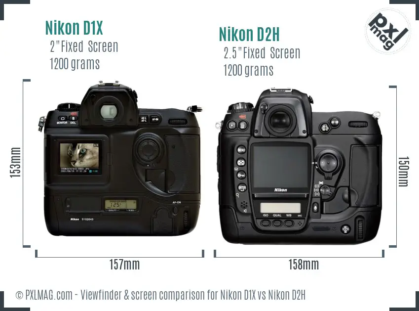Nikon D1X vs Nikon D2H Screen and Viewfinder comparison