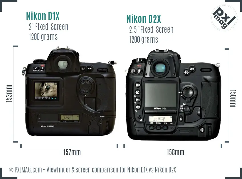Nikon D1X vs Nikon D2X Screen and Viewfinder comparison