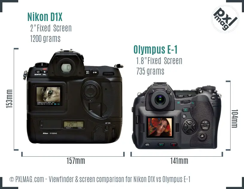 Nikon D1X vs Olympus E-1 Screen and Viewfinder comparison