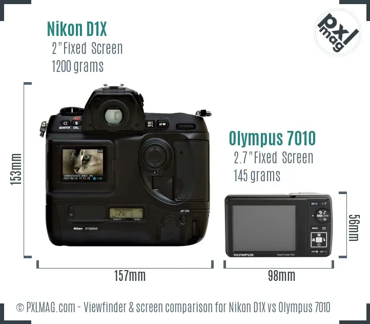 Nikon D1X vs Olympus 7010 Screen and Viewfinder comparison
