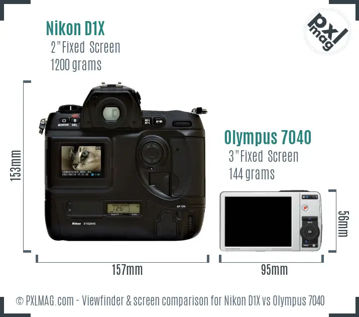 Nikon D1X vs Olympus 7040 Screen and Viewfinder comparison