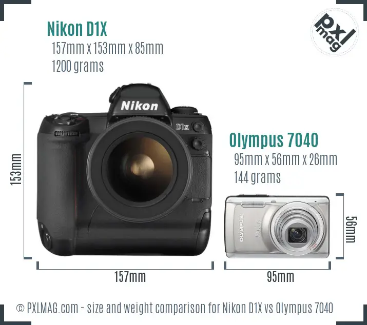 Nikon D1X vs Olympus 7040 size comparison